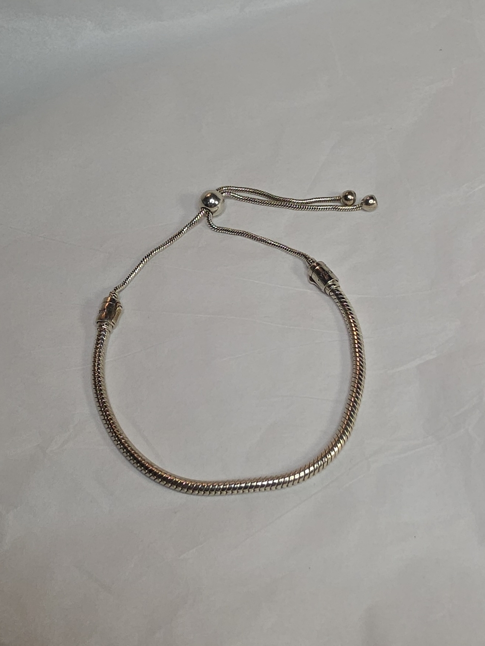 Pandora Snake Chain Slider Bracelet Sterling Silver  Adjustable